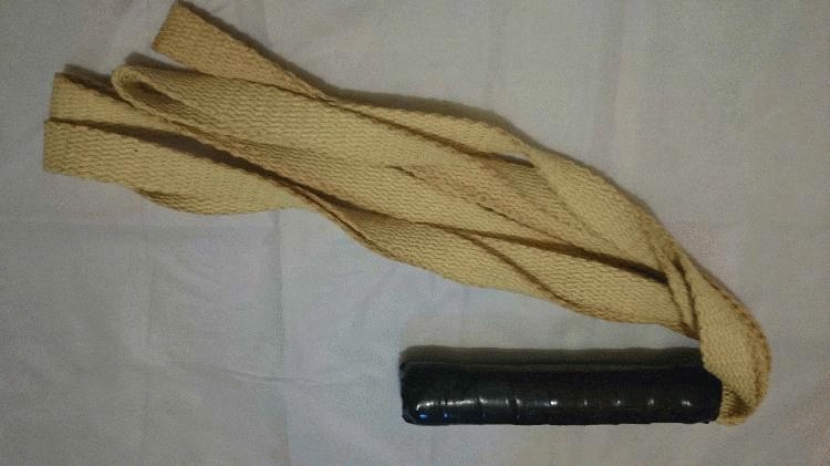 Fire flogger - 4 x 25mm double-sided kevlar falls - PU leather grip