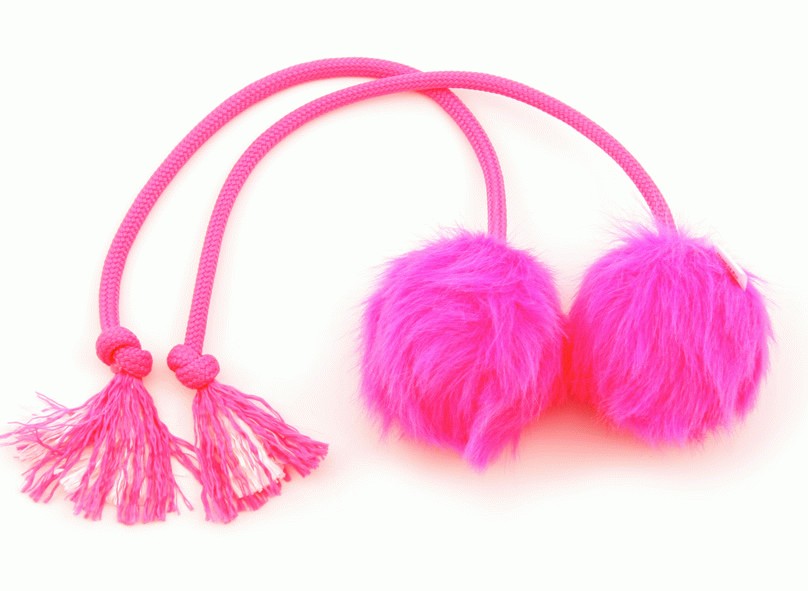Fluffy tui poi - practice poi set - pink