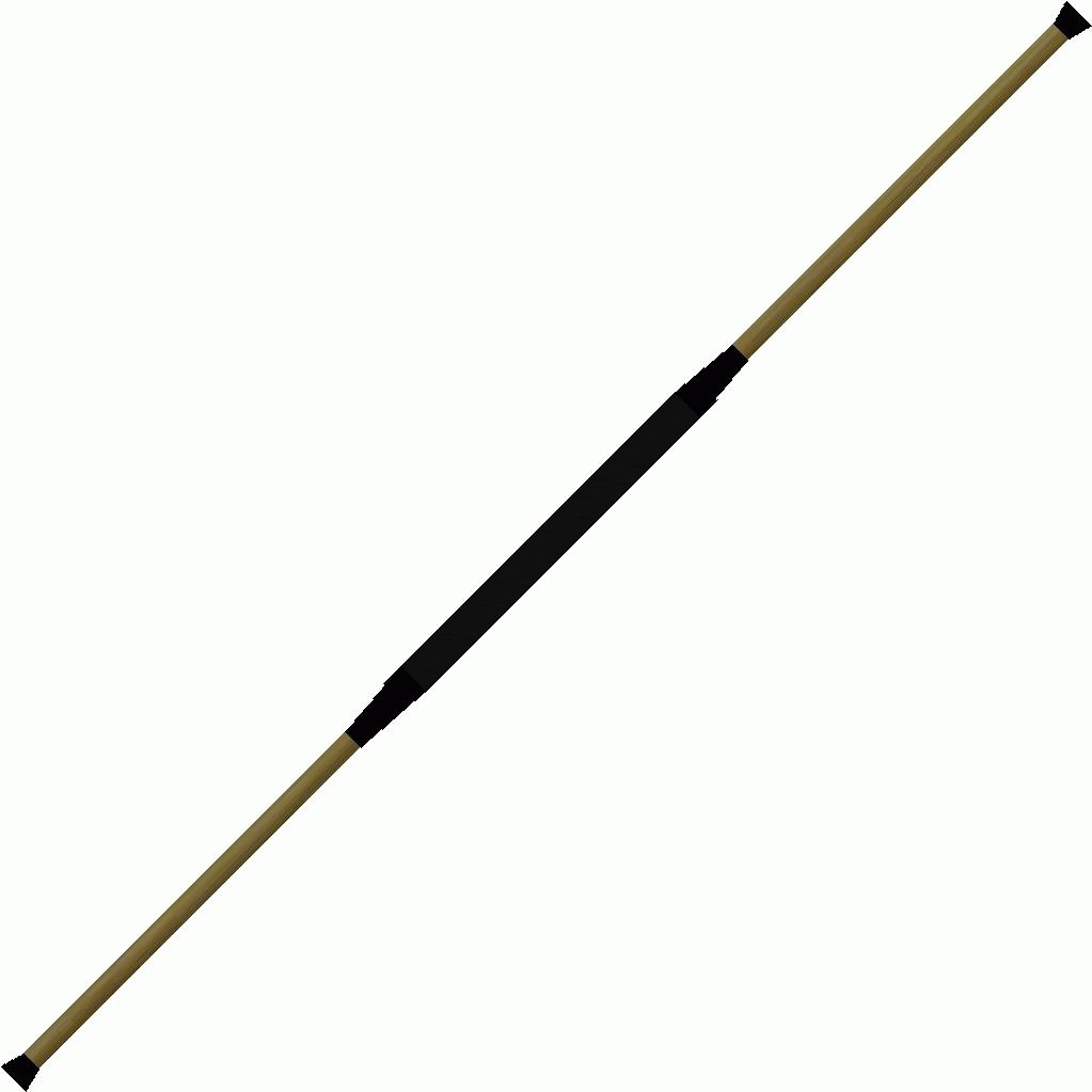 Wooden Practice Staff 120cm With   And 35cm Black Grip