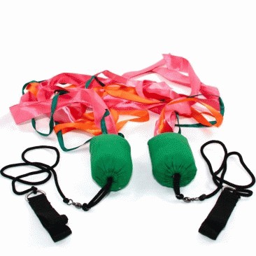 Practice Poi - colourful ribbon poi - green heads