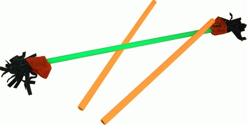 Devil Stick - Kid LunaStix Flower Sticks w/grips Green Orange