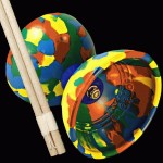 Colourful Jester Diabolo - Rainbow and basic wooden hand sticks