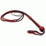 6 foot leather bull whip red black